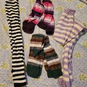 Women's Striped Socks Set - Black, Purple, Green, Brown